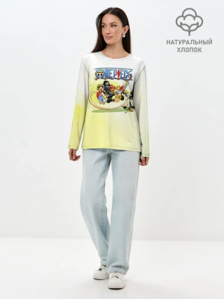 Лонгслив женский. Хлопок / One Piece пираты Соломенной Шляпы