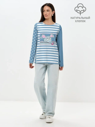 Лонгслив женский. Хлопок / Веселая Мышь