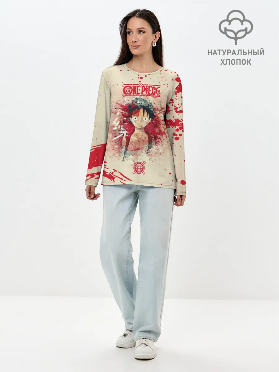 Лонгслив женский. Хлопок / Луффи One Piece. Большой куш