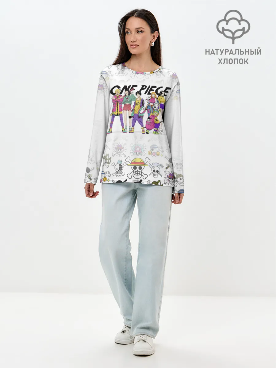 Лонгслив женский. Хлопок / One Piece. Большой куш на стиле