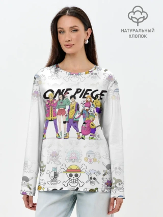 Лонгслив женский. Хлопок / One Piece. Большой куш на стиле