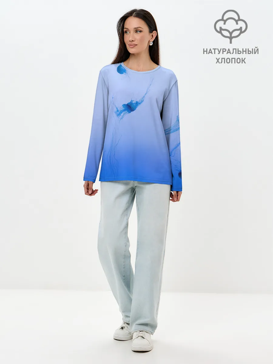 Лонгслив женский. Хлопок / МЕДУЗЫ | ГРАДИЕНТ