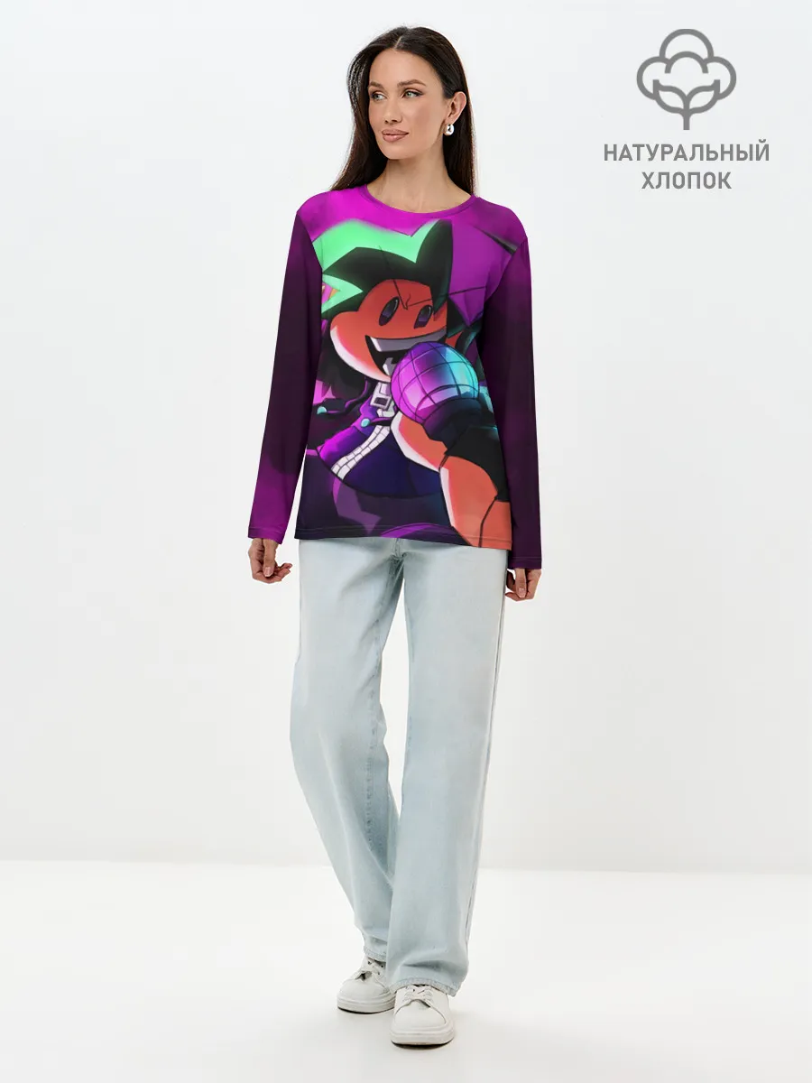 Лонгслив женский. Хлопок / Бойфренд