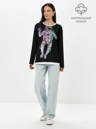 Лонгслив женский. Хлопок / Космонавт