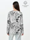 Лонгслив женский. Хлопок / Черно-белый узор Тропики