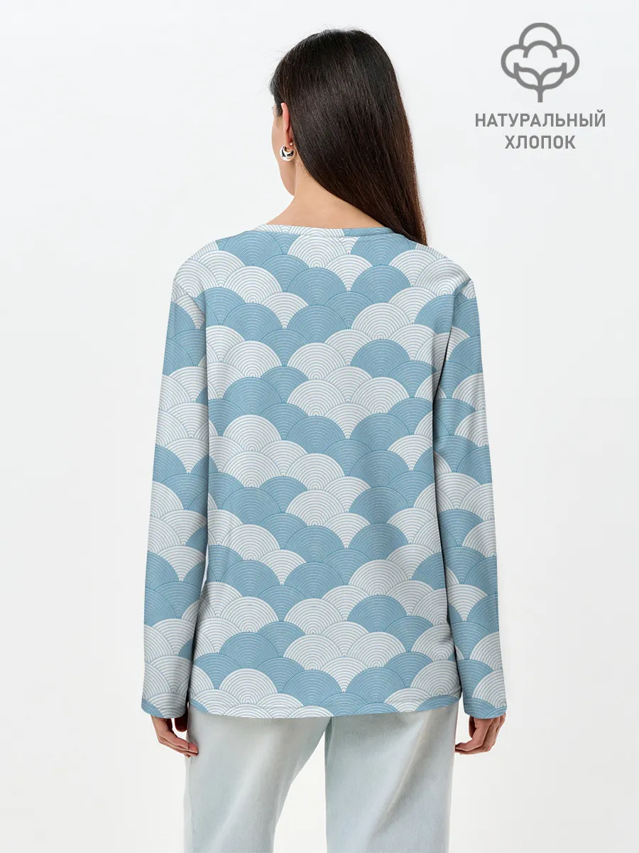 Лонгслив женский. Хлопок / Абстрактные волны