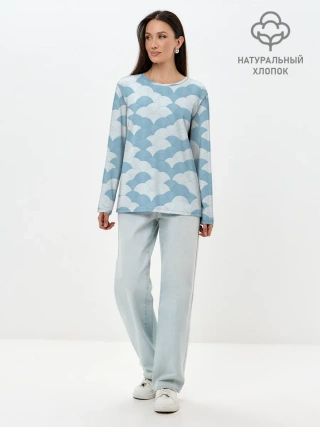 Лонгслив женский. Хлопок / Абстрактные волны