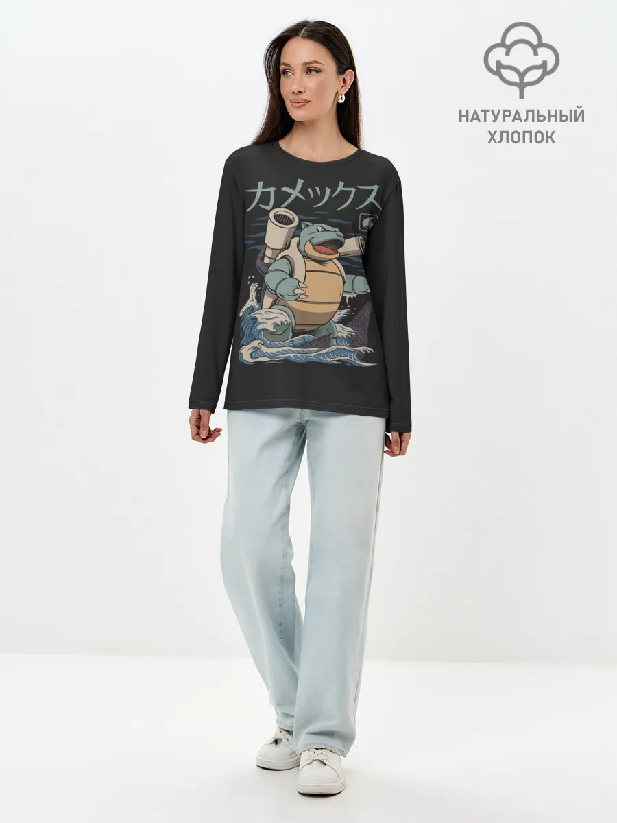 Лонгслив женский. Хлопок / Бластозавр
