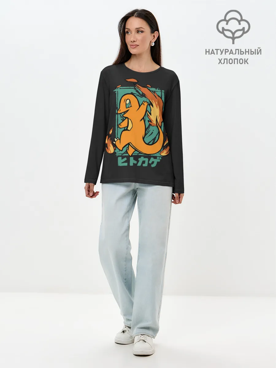 Лонгслив женский. Хлопок / Огонь Чермандера