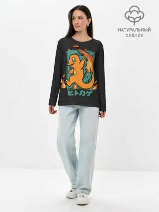Лонгслив женский. Хлопок / Огонь Чермандера