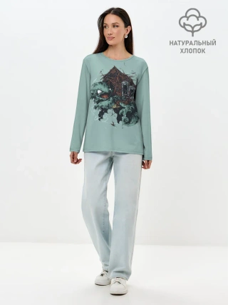 Лонгслив женский. Хлопок / Домик Сквиртла