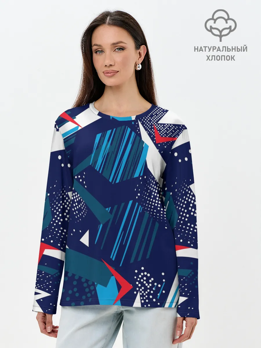 Лонгслив женский. Хлопок / Геометрия