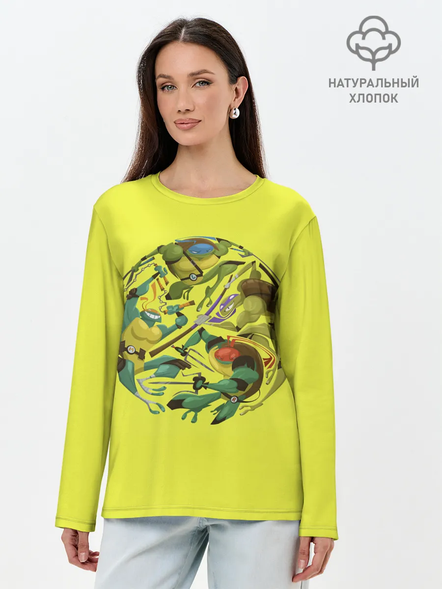 Лонгслив женский. Хлопок / Черепашья банда
