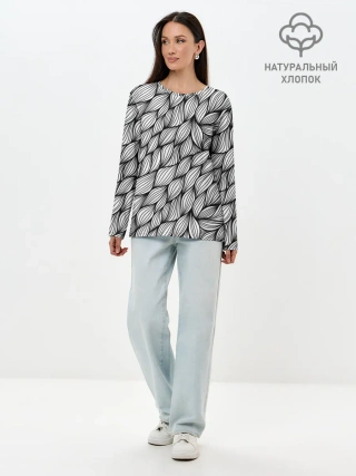 Лонгслив женский. Хлопок / Лепестки