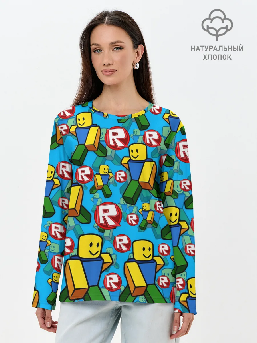 Лонгслив женский. Хлопок / ROBLOX / РОБЛОКС / NOOB / НУБ