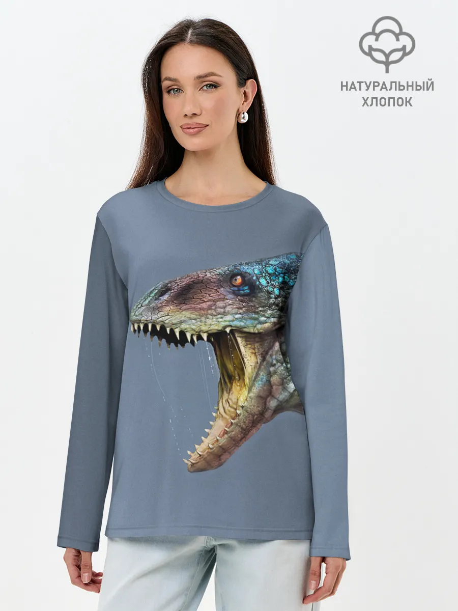 Лонгслив женский. Хлопок / Хищный динозавр | Dino