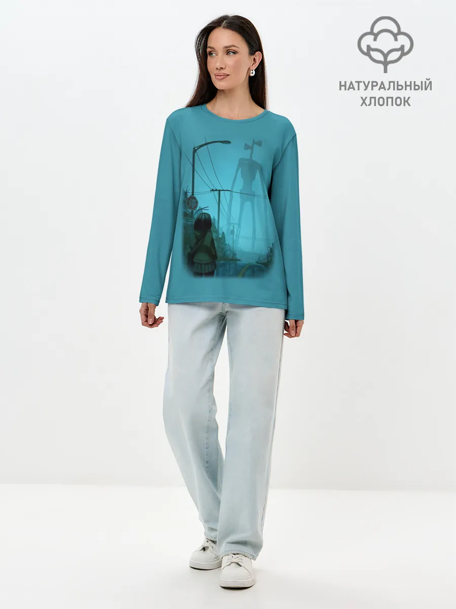 Лонгслив женский. Хлопок / СИРЕНОГОЛОВЫЙ И ДЕВОЧКА