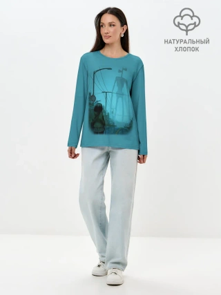 Лонгслив женский. Хлопок / СИРЕНОГОЛОВЫЙ И ДЕВОЧКА