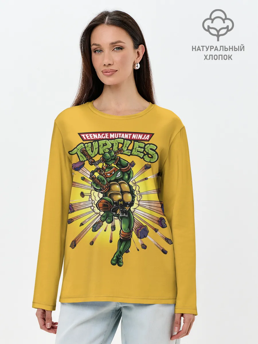 Лонгслив женский. Хлопок / Врыв Микеланджело