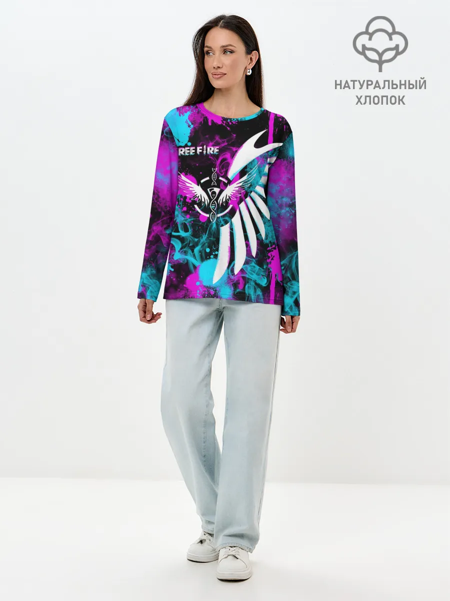 Лонгслив женский. Хлопок / FREE FIRE NEON