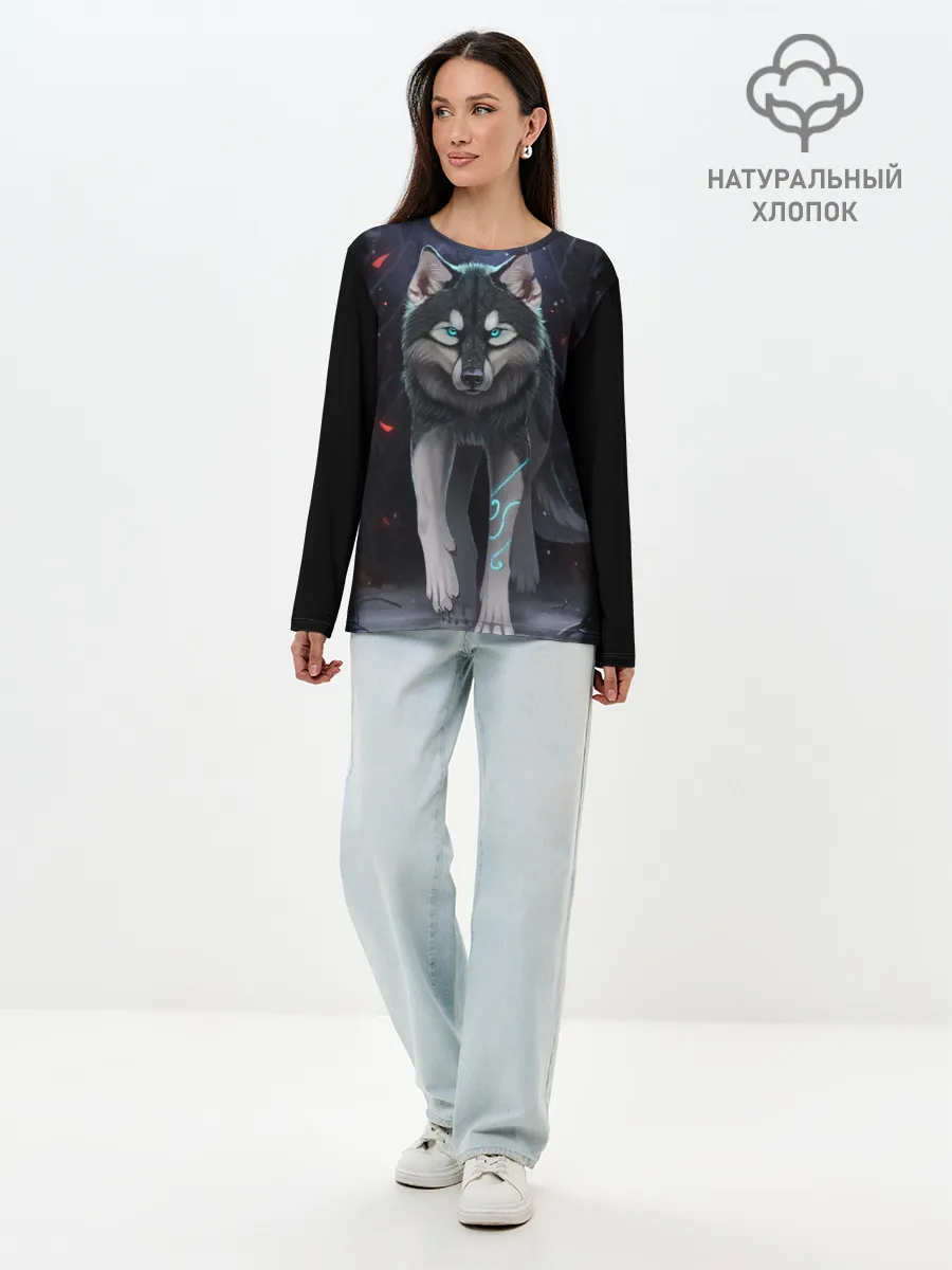 Лонгслив женский. Хлопок / КРАСИВЫЙ ВОЛК