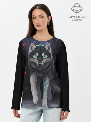Лонгслив женский. Хлопок / КРАСИВЫЙ ВОЛК
