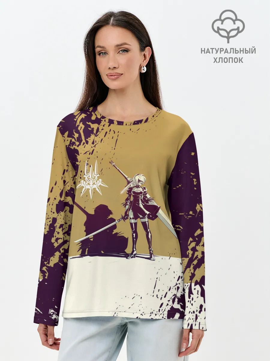 Лонгслив женский. Хлопок / Yorha 2B | Nier Automata