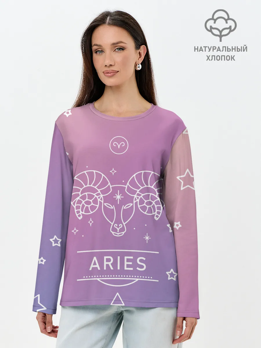 Лонгслив женский. Хлопок / Знак Овен