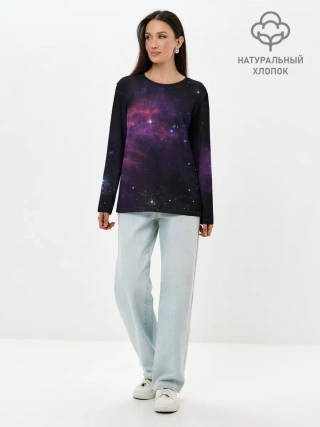Лонгслив женский. Хлопок / Вселенная
