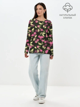 Лонгслив женский. Хлопок / Вишневый сад