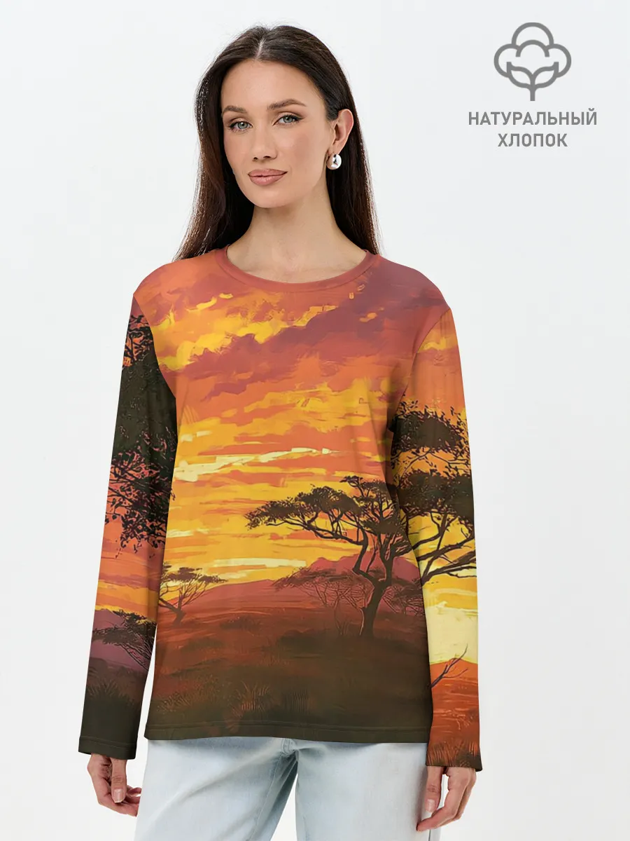 Лонгслив женский. Хлопок / АФРИКАНСКАЯ САВАННА