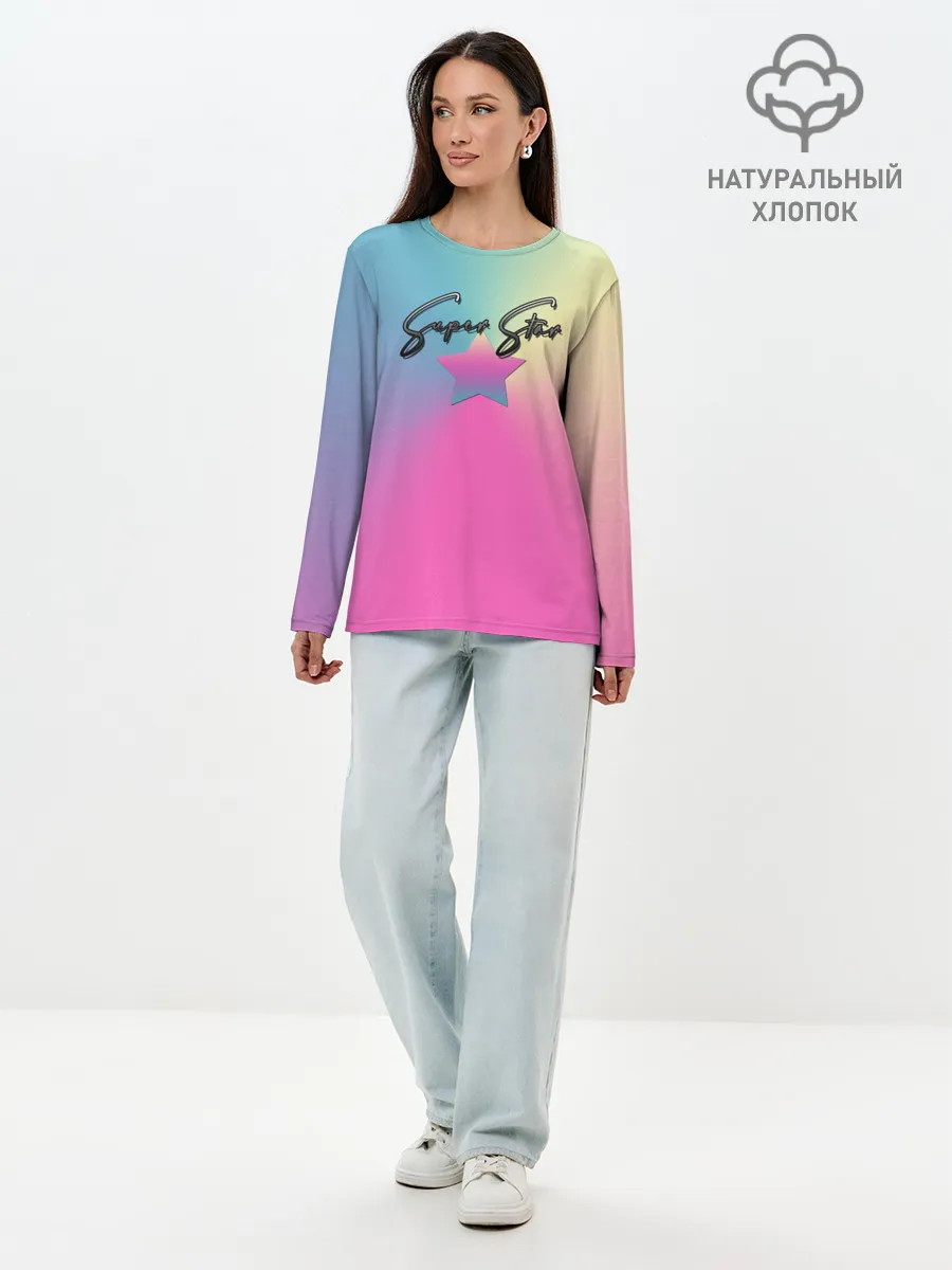 Лонгслив женский. Хлопок / Супер Стар