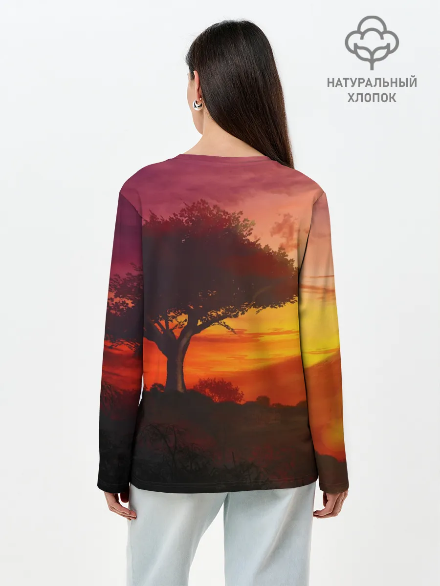 Лонгслив женский. Хлопок / СОЛНЦЕ НАД АФРИКОЙ