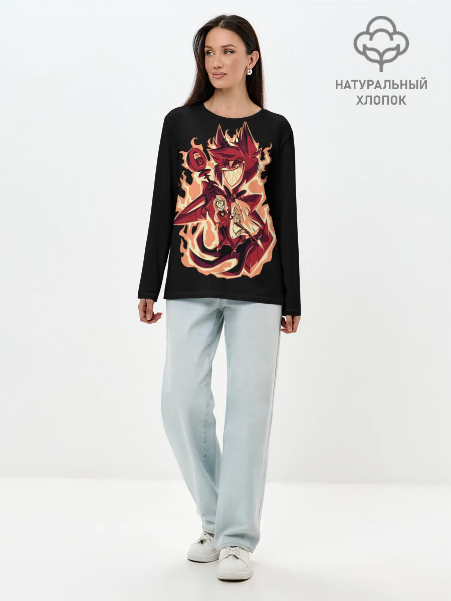 Лонгслив женский. Хлопок / Добро пожаловать в Хазбин