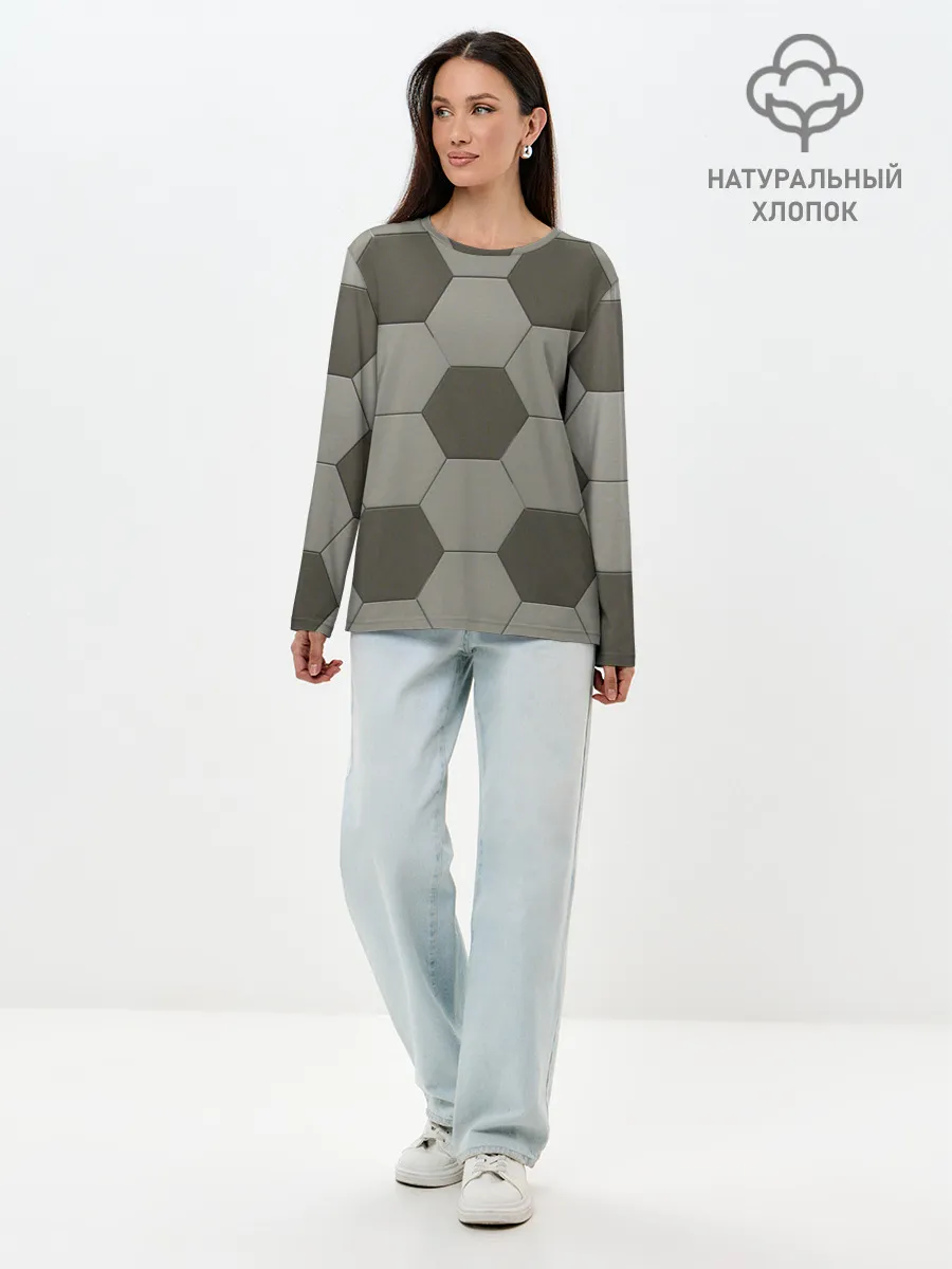 Лонгслив женский. Хлопок / ФУТБОЛЬНЫЙ МЯЧ