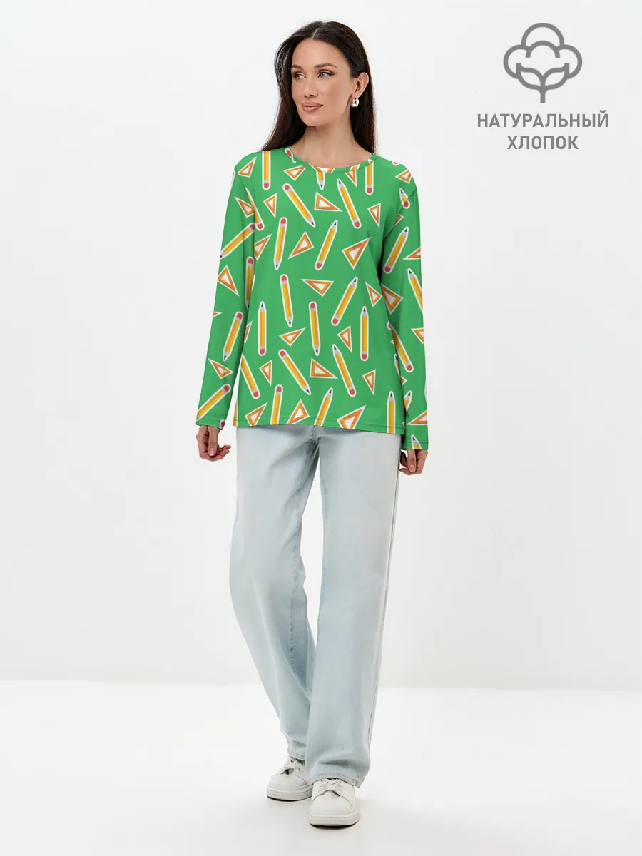 Лонгслив женский. Хлопок / Карандаш и линейка