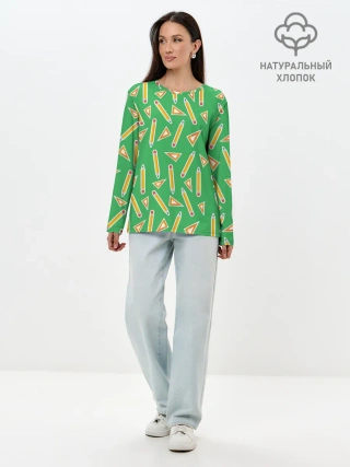 Лонгслив женский. Хлопок / Карандаш и линейка