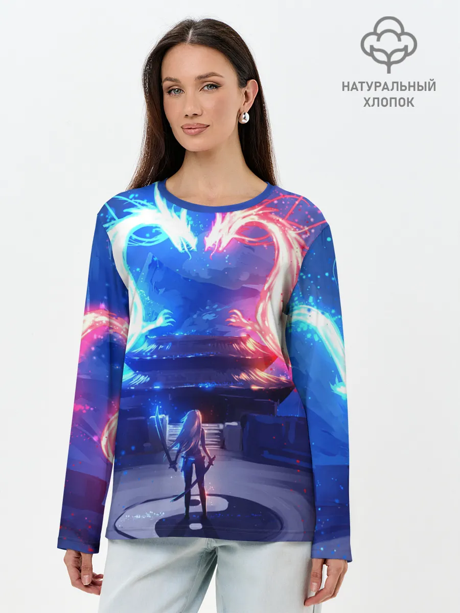 Лонгслив женский. Хлопок / БИТВА ДРАКОНОВ