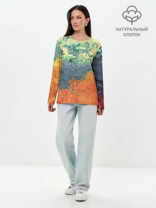 Лонгслив женский. Хлопок / Стихия: лед и пламя