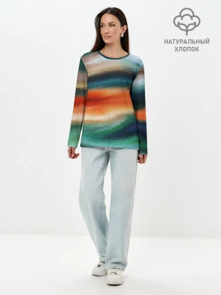 Лонгслив женский. Хлопок / Мозаичный абстрактный узор