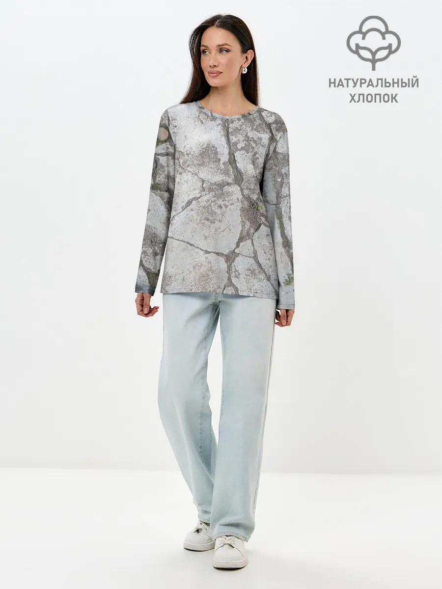 Лонгслив женский. Хлопок / Лунный камень
