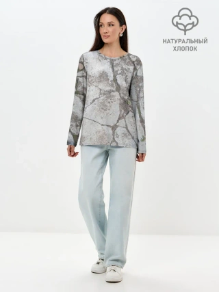 Лонгслив женский. Хлопок / Лунный камень