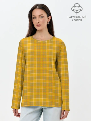 Лонгслив женский. Хлопок / Клетка N2