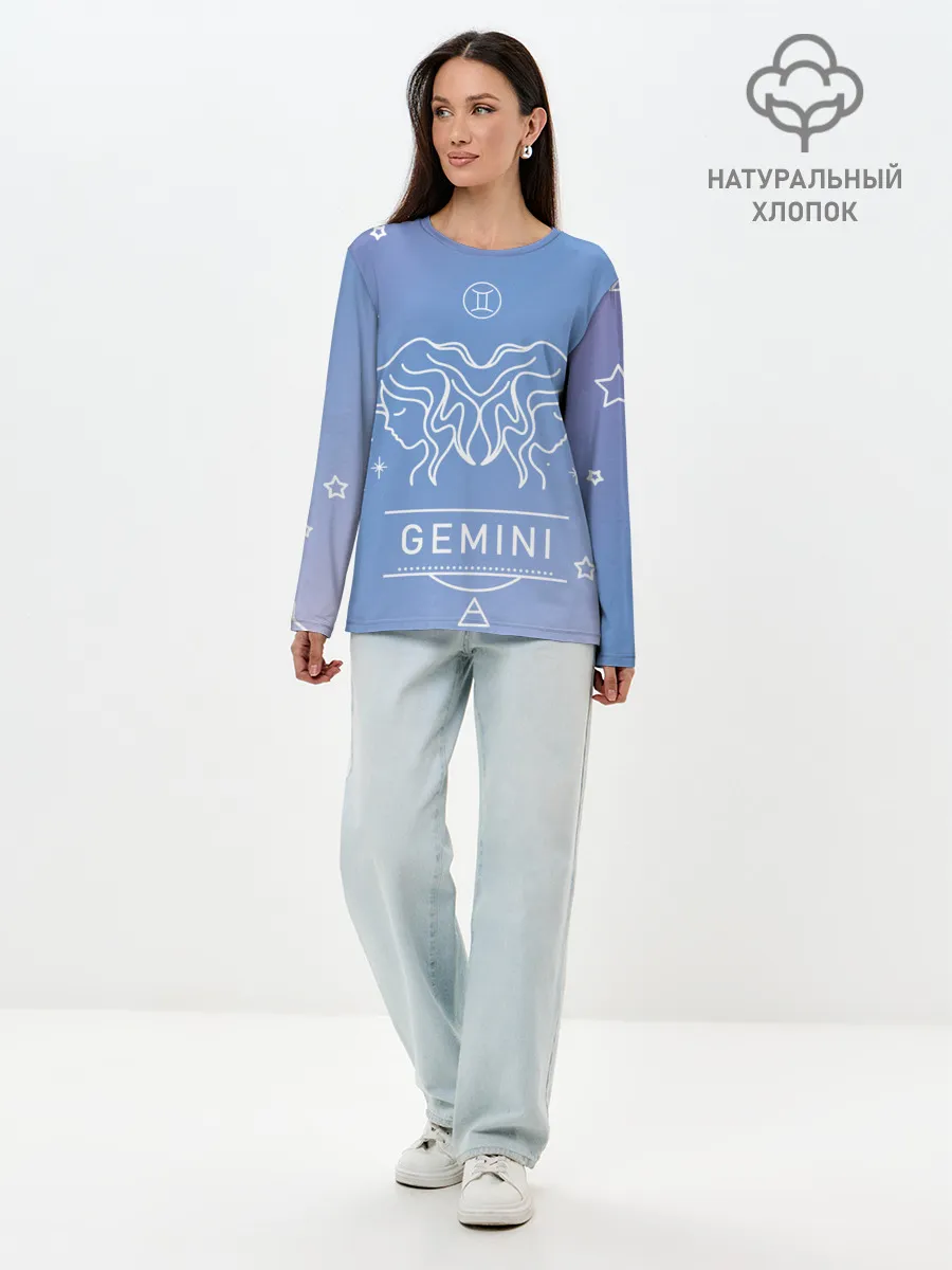 Лонгслив женский. Хлопок / Знак Близнецы