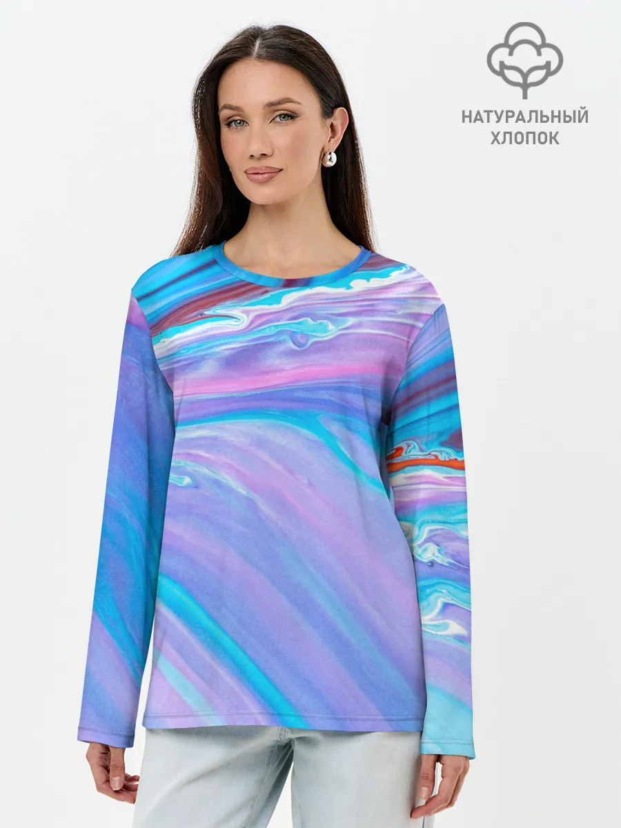 Лонгслив женский. Хлопок / Абстрактный прилив