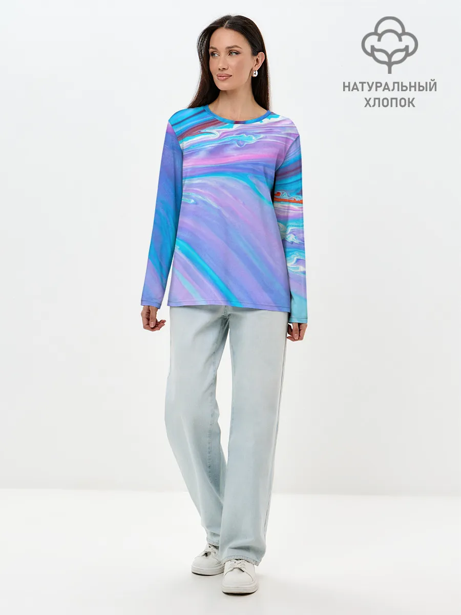 Лонгслив женский. Хлопок / Абстрактный прилив