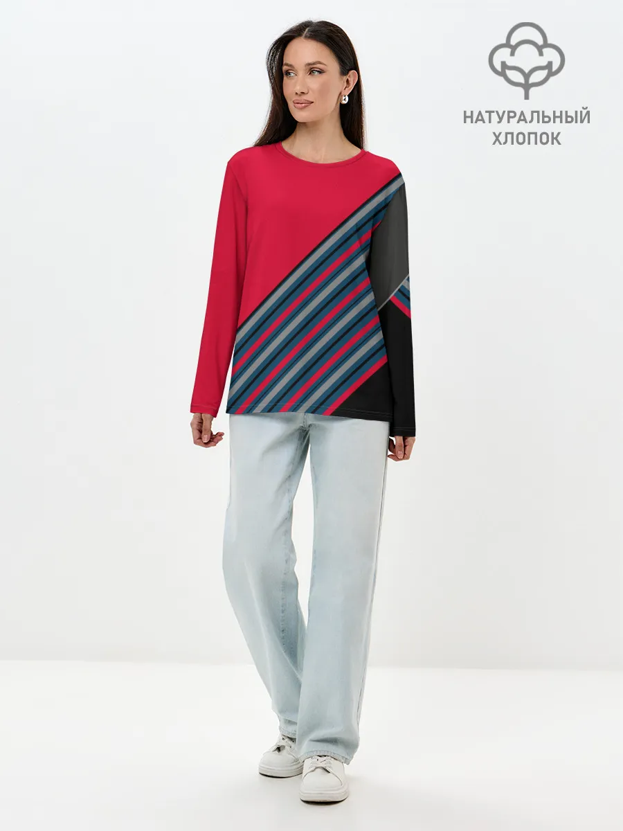 Лонгслив женский. Хлопок / Абстрактный асимметричный