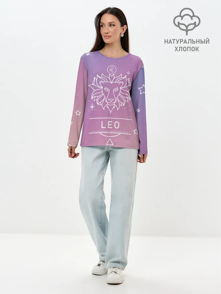 Лонгслив женский. Хлопок / Знак Лев