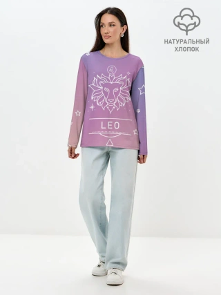 Лонгслив женский. Хлопок / Знак Лев
