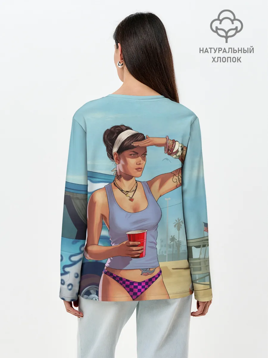 Лонгслив женский. Хлопок / girl with coffee